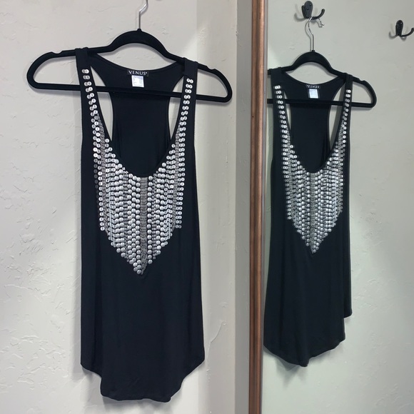 VENUS Tops - VENUS tank top embellished black small racer back